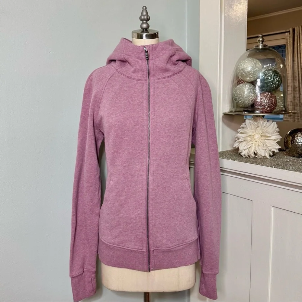 Lululemon Scuba Hoodie Jacket Light Cotton Fleece Heathered Velvet Dust Size 10